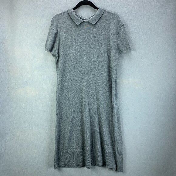 Lacoste Dress Womens 40 Gray‎ Silk Cotton Sweater Short Sleeve Polo Lightweight - Picture 1 of 16
